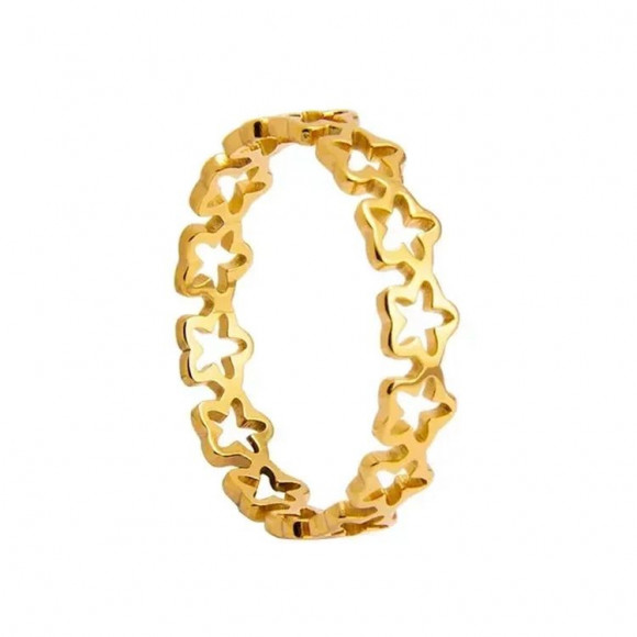 Кольцо стальное с напылением золотом звездочки J10188CJJ Кольцо стальное с напылением золотом звездочки J10188CJJ