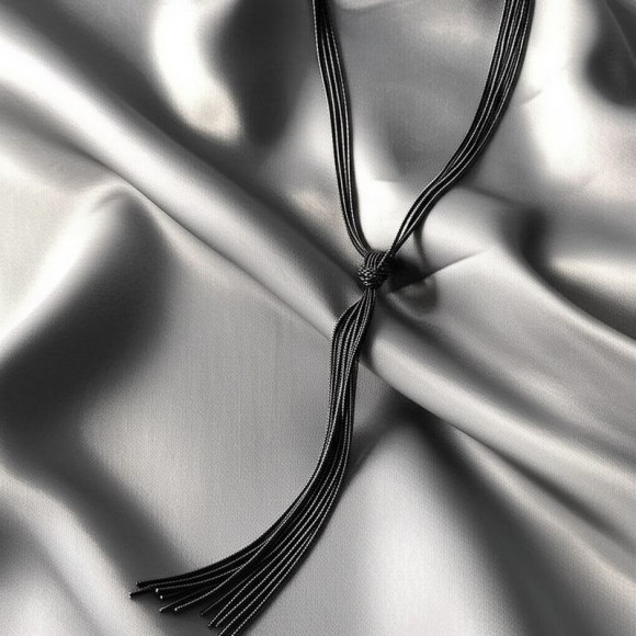 Тонкий серебристый лариат с металлическими кистями DNS11110CJJ