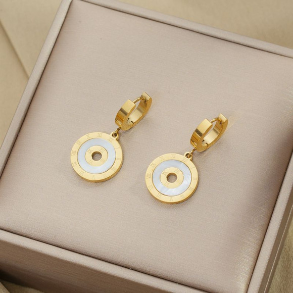 Серьги стальные с напылением золотом круги J10217CJJ