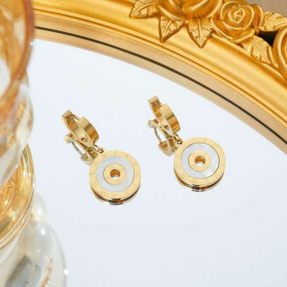 Серьги стальные с напылением золотом круги J10217CJJ