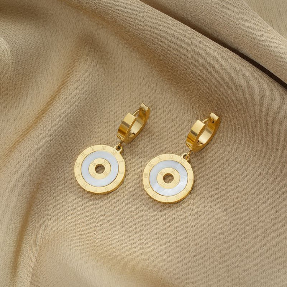 Серьги стальные с напылением золотом круги J10217CJJ