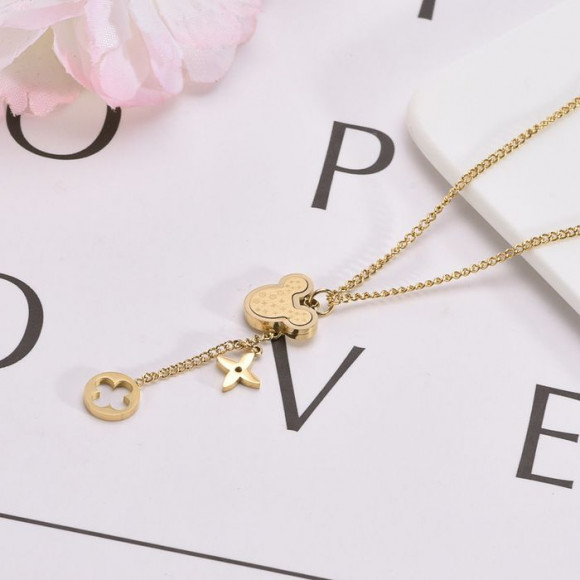 Колье медицинская сталь с напылением золотом J10505CJJ