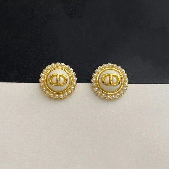 Элегантные серьги-пусеты с белой эмалью и жемчужным контуром 1J11990CJJ