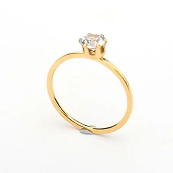 Кольцо стальное с напылением золотом и фианитами J10182CJJ Кольцо стальное с напылением золотом и фианитами J10182CJJ