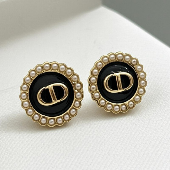 Серьги-пусеты в стиле барокко с черной эмалью и жемчугом 1J11991CJJ