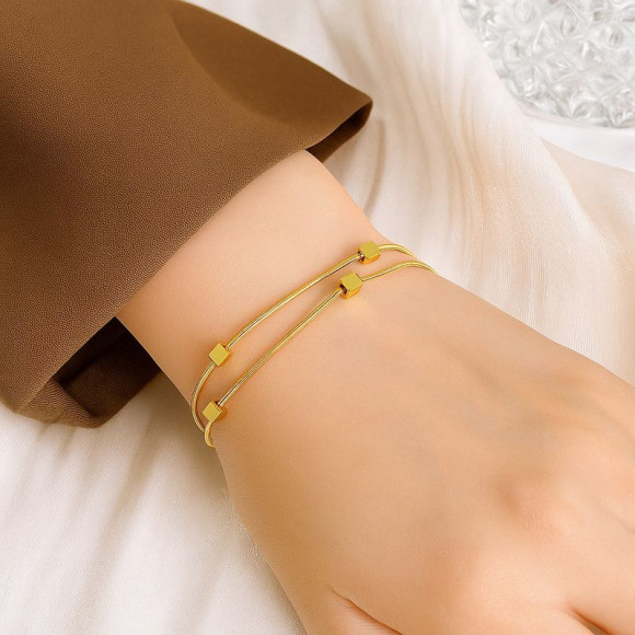 Браслет двойной с декоративными кубическими вставками 1J12135CJJ Браслет двойной с декоративными кубическими вставками 1J12135CJJ