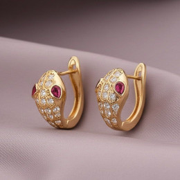 Серьги ювелирный сплав с фианитами змейки 1J11981CJJ