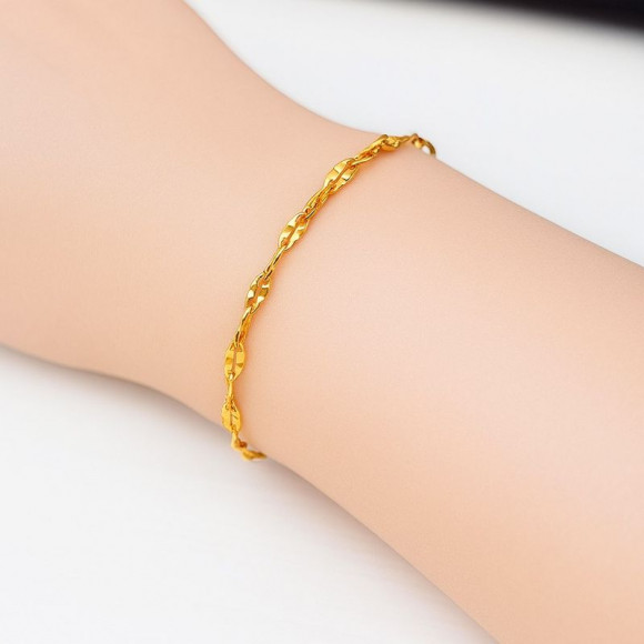 Браслет изящная цепочка с декоративными звеньями и алмазной огранкой 1J12136CJJ