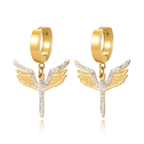 Серьги-кольца конго с подвесками в виде летящих птиц J10203CJJ