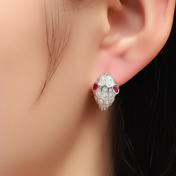 Серьги ювелирный сплав с фианитами змейки 1J11982CJJ