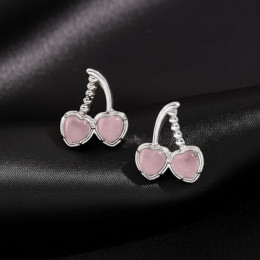 Серьги-пусеты Розовые вишни в серебристой оправе 1J10420CJJ