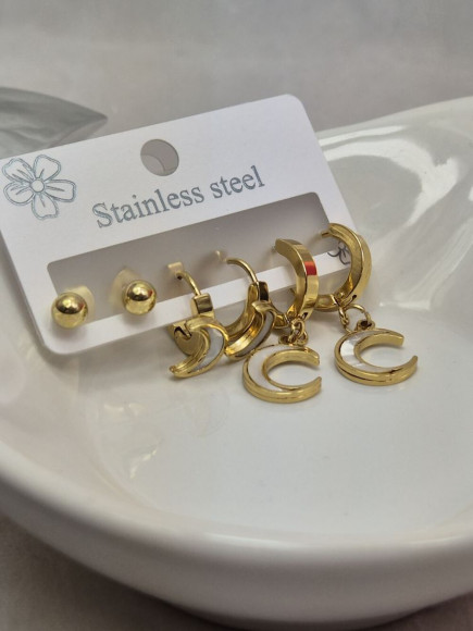 Набор серег из стали с напылением золотом луна J11492CJJ Набор серег из стали с напылением золотом луна J11492CJJ