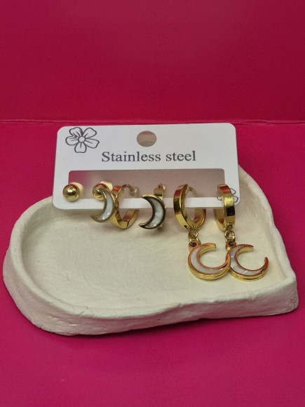 Набор серег из стали с напылением золотом луна J11492CJJ Набор серег из стали с напылением золотом луна J11492CJJ