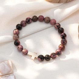 Браслет из розового агата крест 1J11870CJJ