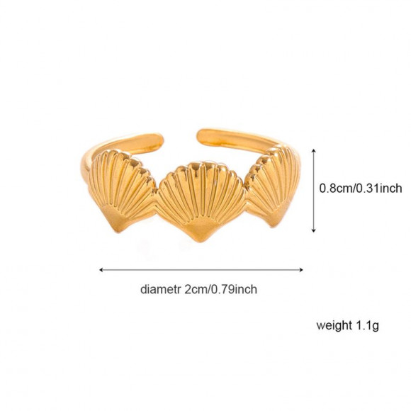 Кольцо медицинская сталь с напылением золотом ракушка 1J12033CJJ