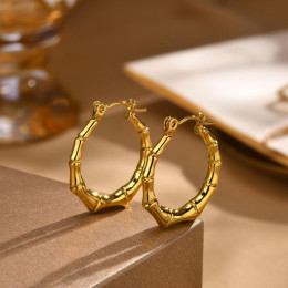 Серьги-кольца конго в виде экзотических стеблей бамбука J10376(CJJ) Серьги-кольца конго в виде экзотических стеблей бамбука J10376(CJJ)