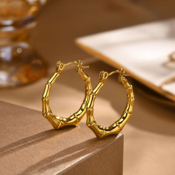 Серьги-кольца конго в виде экзотических стеблей бамбука J10376(CJJ) Серьги-кольца конго в виде экзотических стеблей бамбука J10376(CJJ)