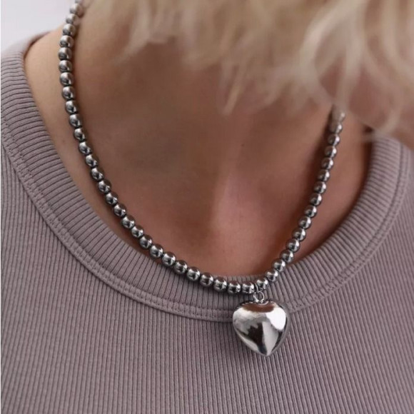 Цепочка титановая сталь с кулоном сердце 1J11871CJJ