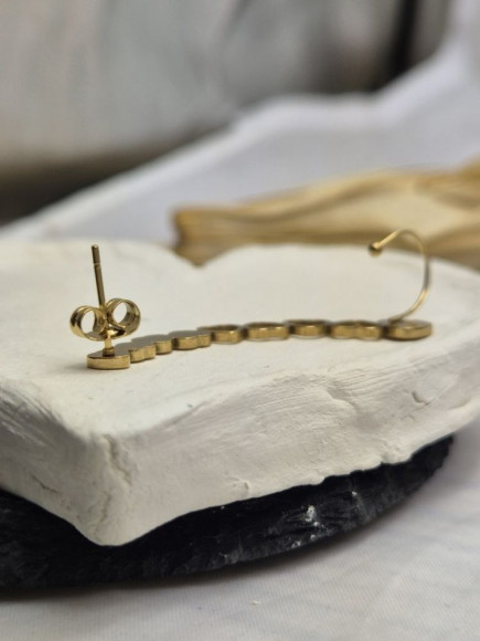 Золотистая серьга-клаймбер Сердца 1J11018CJJ