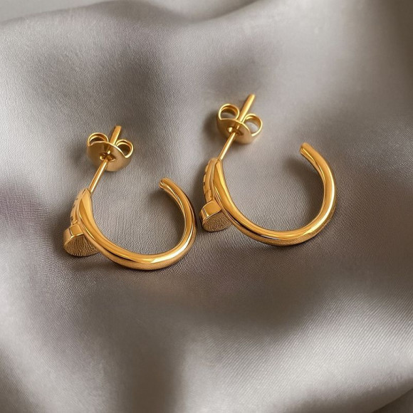 Серьги медь напыление золотом гвозди 1J12057CJJ Серьги медь напыление золотом гвозди 1J12057CJJ