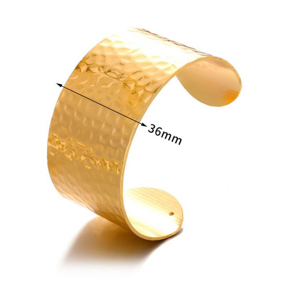 Браслет жесткий широкий с фактурой мятого золота 1J12202CJJ Браслет жесткий широкий с фактурой мятого золота 1J12202CJJ