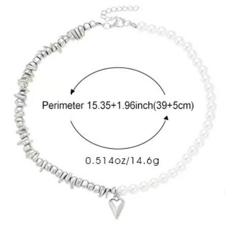 Колье ювелирный сплав с жемчугом сердце 1J11874CJJ