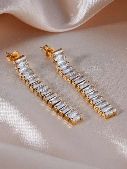 Длинные серьги «Кристальные дорожки» J10148CJJ