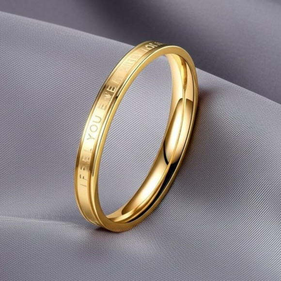 Узкое кольцо с золотым напылением и гравировкой о чувствах J10202CJJ