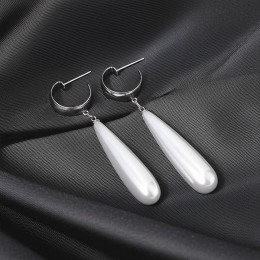 Серьги-подвески капли с перламутром 1J11670CJJ