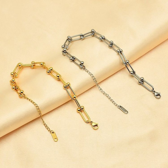 Браслет-цепочка с крупными геометрическими звеньями J11197CJJ Браслет-цепочка с крупными геометрическими звеньями J11197CJJ