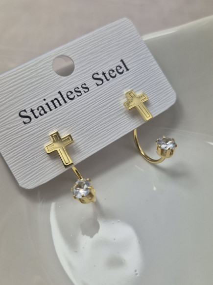 Серьги медицинская сталь с напылением золотом J10380(CJJ) Серьги медицинская сталь с напылением золотом J10380(CJJ)