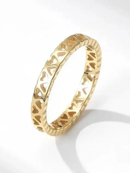 Кольцо стальное с напылением золотом сердца J10183CJJ