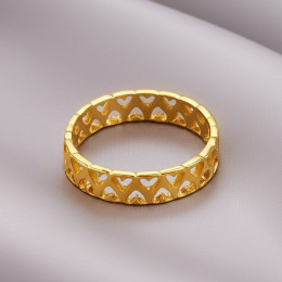 Кольцо стальное с напылением золотом сердца J10183CJJ