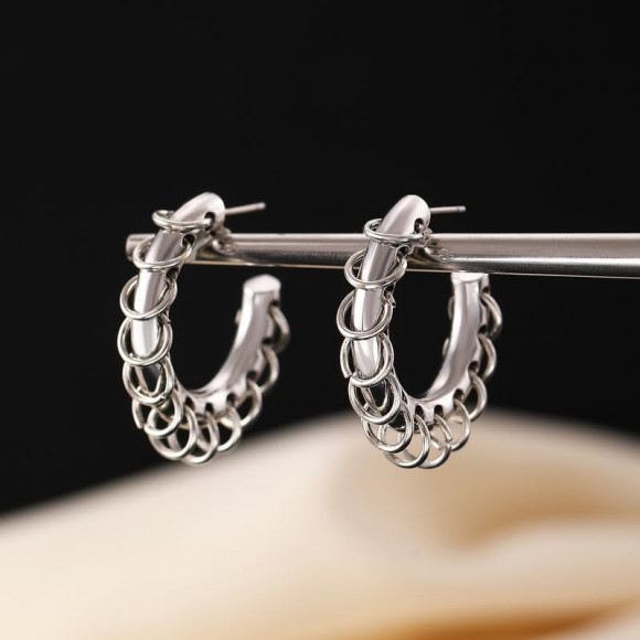 Серьги-полукольца с декоративными звеньями 1J11672CJJ
