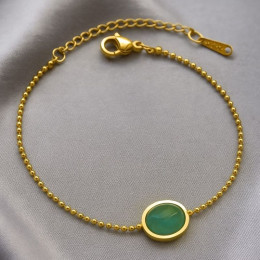 Браслет-цепочка с овальной вставкой под натуральный камень 1J12149CJJ Браслет-цепочка с овальной вставкой под натуральный камень 1J12149CJJ