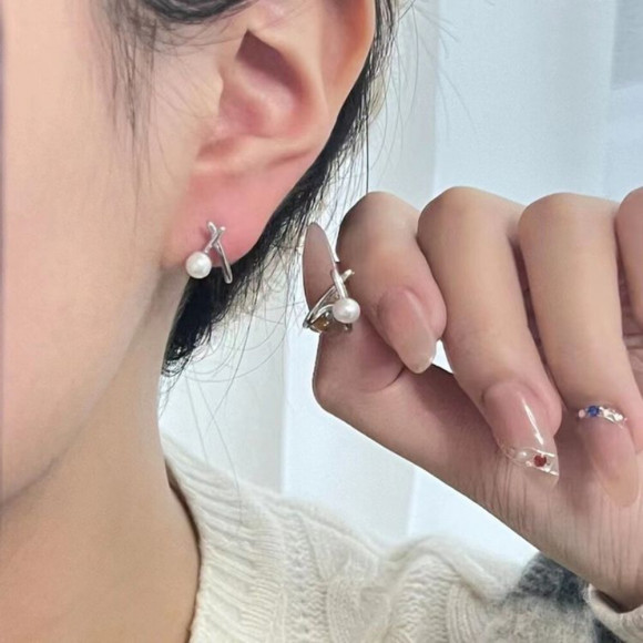 Серьги медь с напылением платиной J10650CJJ