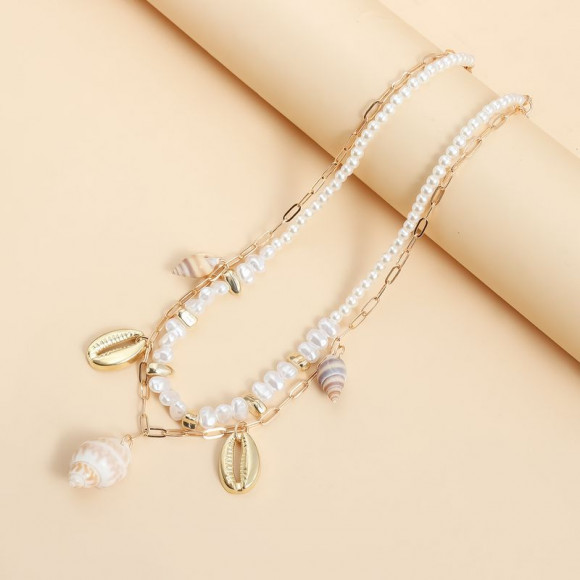 Мульти-цепочка с жемчугом и раковиной 1J11877CJJ