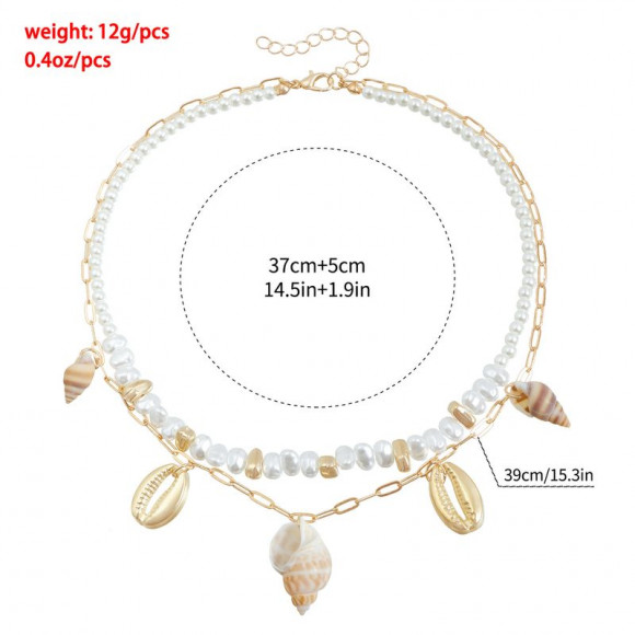 Мульти-цепочка с жемчугом и раковиной 1J11877CJJ
