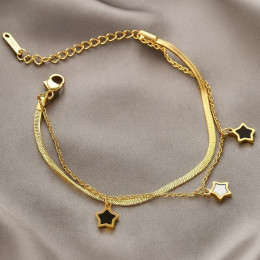 Браслет двойной с подвесками в форме клевера и эмалью 1J12150CJJ