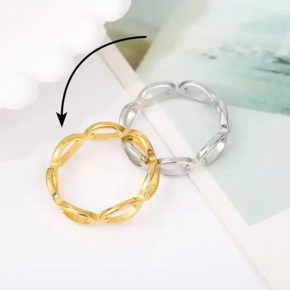 Золотистое кольцо-цепь с овальными звеньями J10174CJJ