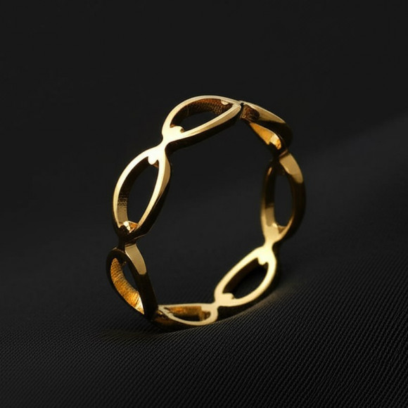 Золотистое кольцо-цепь с овальными звеньями J10174CJJ