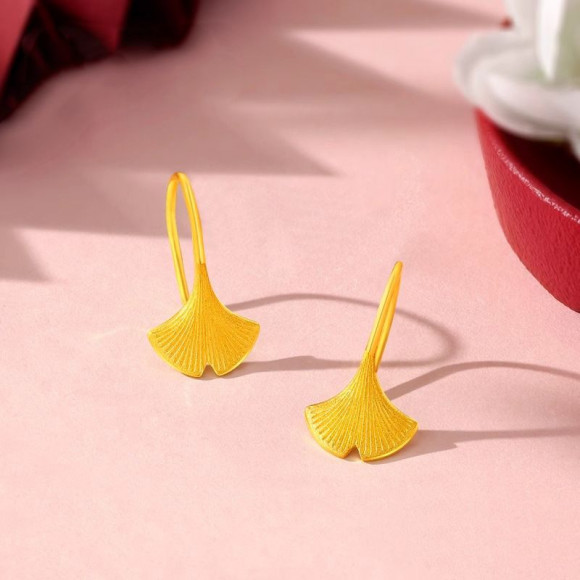 Серьги листья медь напыление золотом 1J12418CJJ