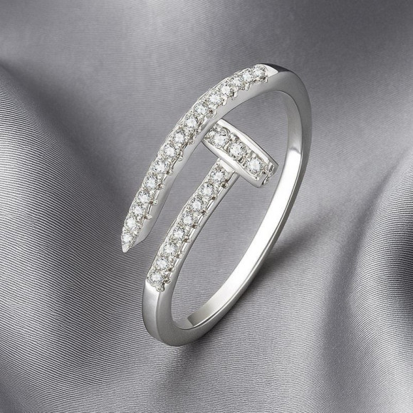 Кольцо в форме изогнутого гвоздя с платиновым напылением 1J12066CJJ