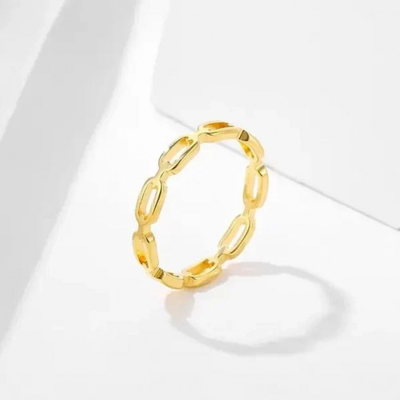 Кольцо стальное с напылением золотом цепь J10189CJJ