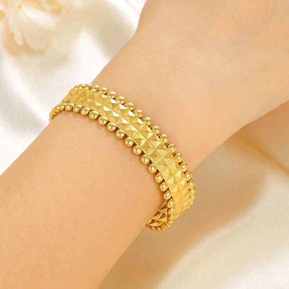 Браслет жесткий объемный с имитацией цепного плетения 1J12207CJJ