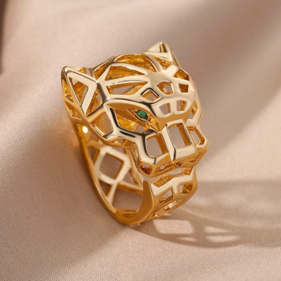 Кольцо медь напыление золотом леопард 1J12067CJJ