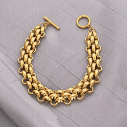 Браслет титановая сталь с напылением золотом J11108CJJ