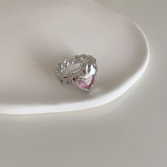 Кольцо открытое медь с напылением платины сердце 1J11920CJJ Кольцо открытое медь с напылением платины сердце 1J11920CJJ