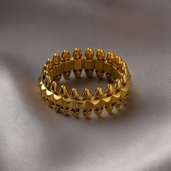 Золотистое стальное кольцо с острыми шипами 1J12068CJJ