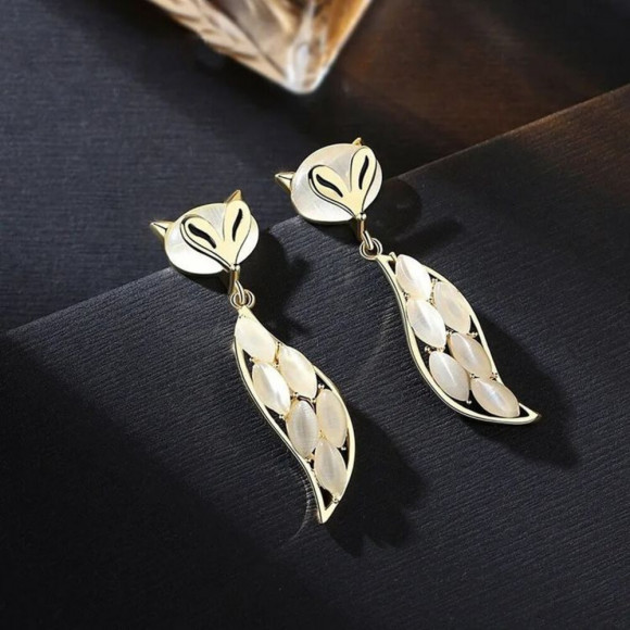 Длинные серьги Лисицы с эмалью и серебряным гвоздиком 1J10433CJJ Длинные серьги Лисицы с эмалью и серебряным гвоздиком 1J10433CJJ